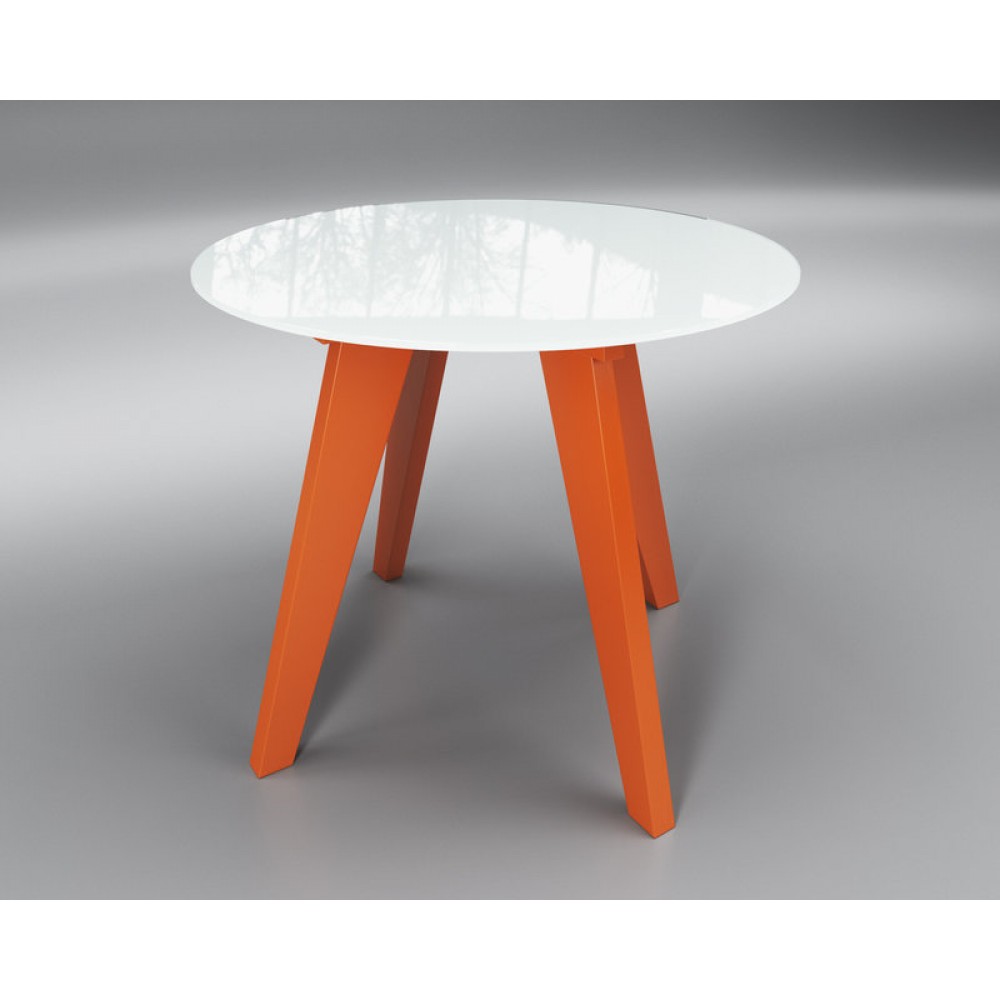 Круглый обеденный стол Леонардо Круг - бело-оранжевый